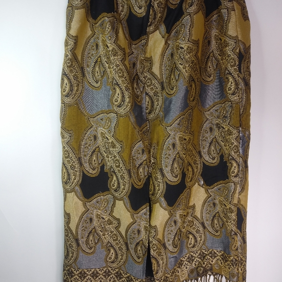 ASHLEY STEWART 16 Black Gold Fringe Skirt Plus - Picture 2 of 7